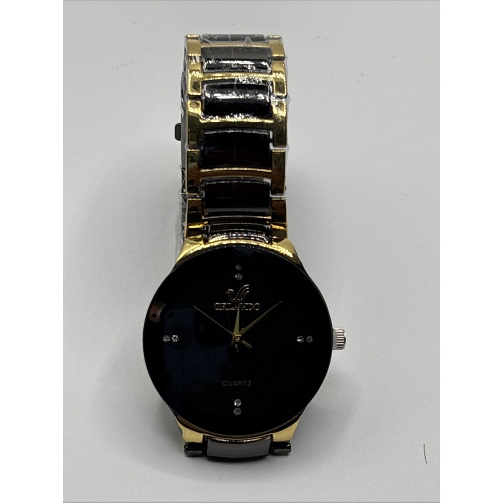 Men Luxury Watches  Black Gold Quartz Steel Wristwatch.‎